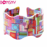 Newei Acrylic Geometric Pattern Bangles For Women Jewelry