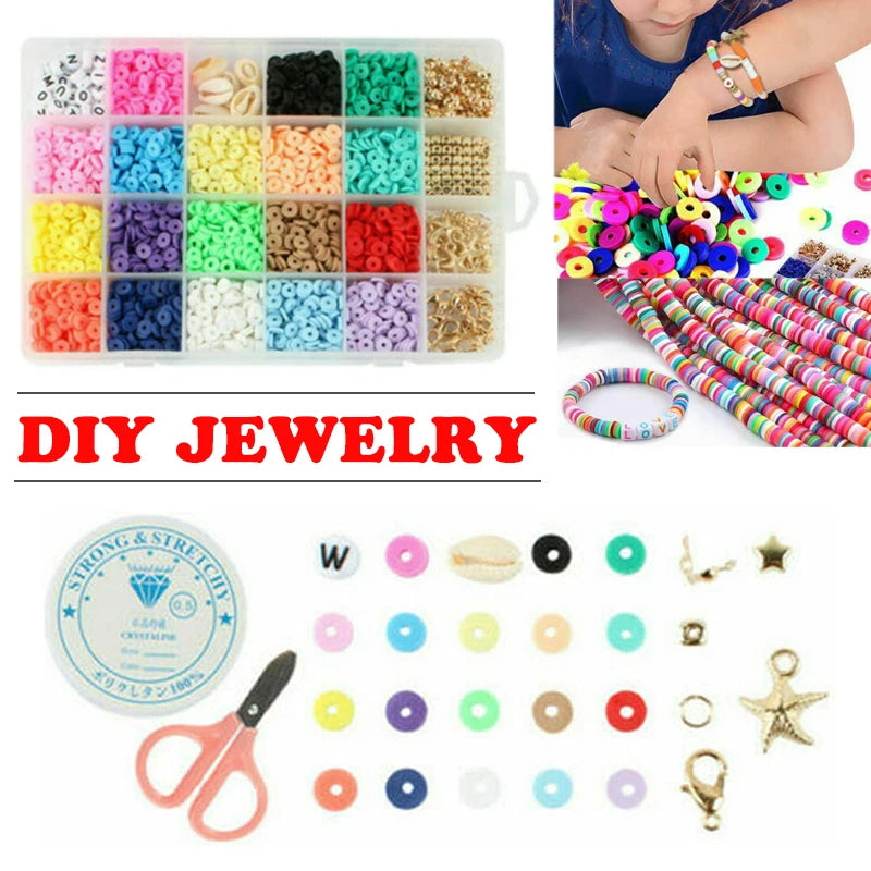 18 Colors Flat Polymer Clay Beads DIY Jewelry Making Kit