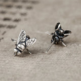Vintage 925 Silver Insect Fly Stud Earrings for Men Women