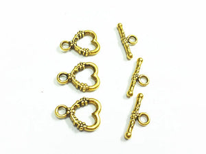 100 Set Antique Heart Shape Alloy Toggle Hook Clasps