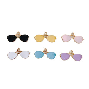 100pcs Sunglasses Shape Alloy Charms 10x20mm Enamel Pendants