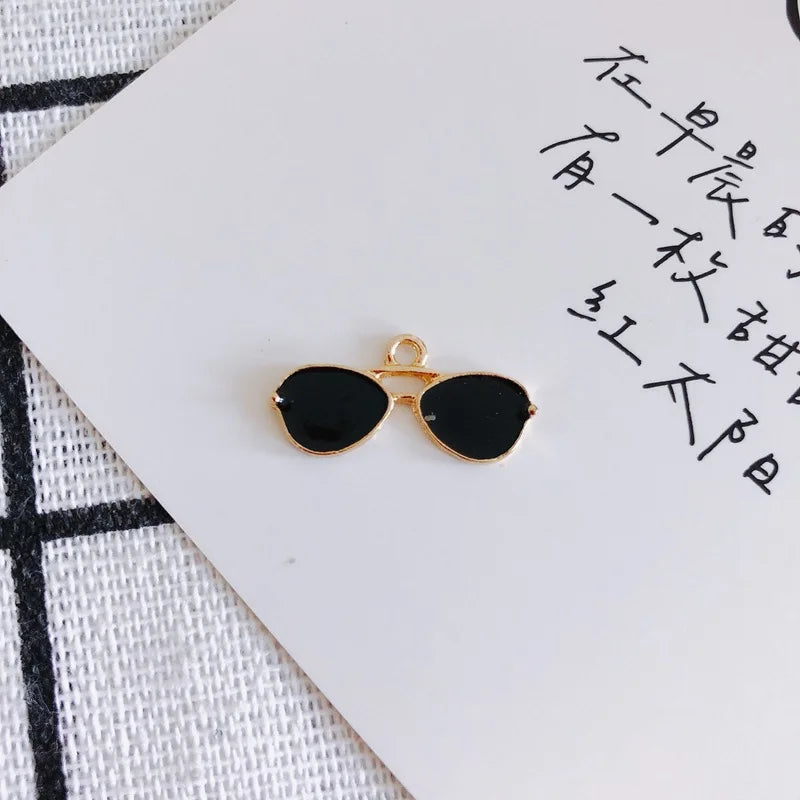 100pcs Sunglasses Shape Alloy Charms 10x20mm Enamel Pendants