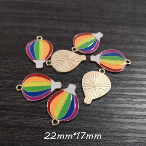 100pcs Enamel Charms for Jewelry DIY - Small Size Rainbow/Hot Balloon/Heart/Flag