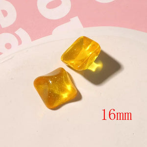 100pcs 16mm Water Ripple Square Resin Beads DIY Jewelry Earring Hair Accessory
