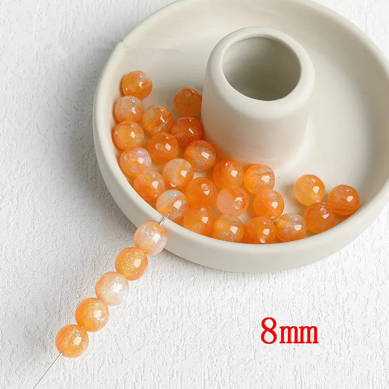 100pcs 8mm 10mm 12mm Glitter Pattern Round Resin Beads DIY Jewelry Accessory
