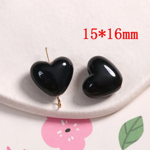 100pcs Cartoon Hearts Resin Beads DIY Jewelry Accessory