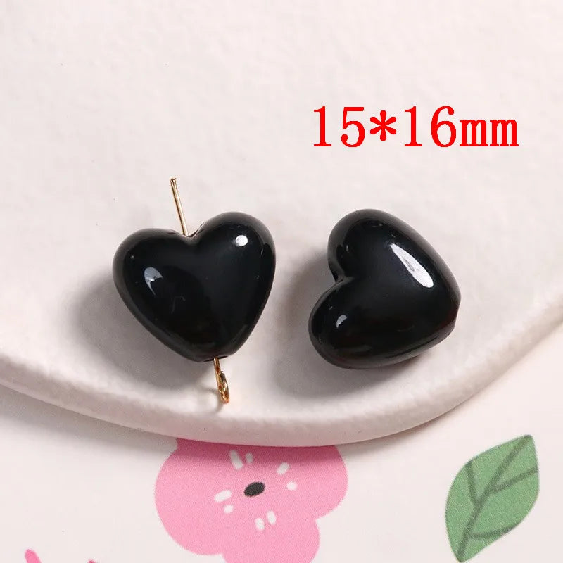 100pcs Cartoon Hearts Resin Beads DIY Jewelry Accessory