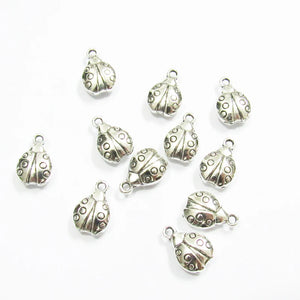 100pcs Antique Silvery Ladybug Charms For DIY Jewelry