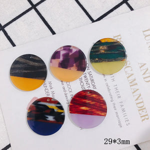 10pcs 29*3mm Colorful Acrylic Acetic Acid Round Pendant Charms DIY