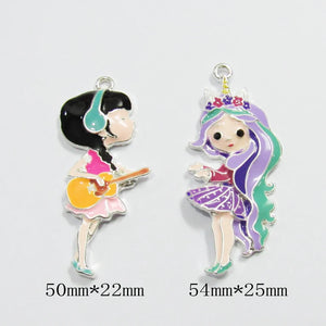 10pcs/bag Enamel Music Girl Pendants For Chunky Necklace