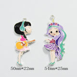 10pcs/bag Enamel Music Girl Pendants For Chunky Necklace