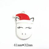 10pcs Christmas Unicorn Enamel Pendants for Kids Necklace