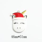 10pcs Christmas Unicorn Enamel Pendants for Kids Necklace
