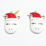 10pcs Christmas Unicorn Enamel Pendants for Kids Necklace