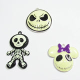 10pcs Glow In Dark Enamel Halloween Pendants For Kids Necklace