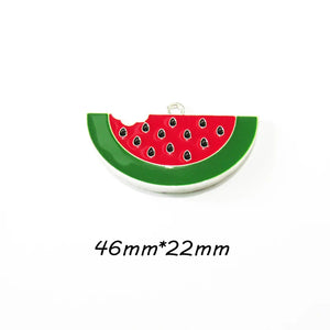 10pcs Watermelon/ Strawberry Enamel Fruits Pendants For Necklace