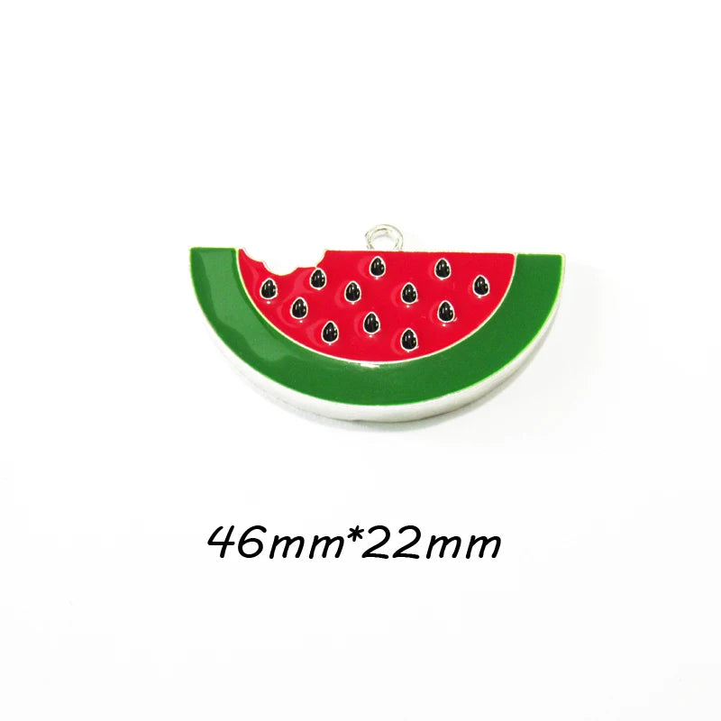 10pcs Watermelon/ Strawberry Enamel Fruits Pendants For Necklace