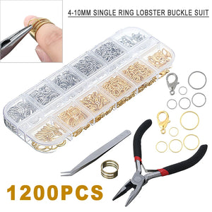 1200Pcs Jewelry Findings Kit DIY Bracelet Necklace Earring Making Tool