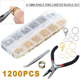 1200Pcs Jewelry Findings Kit DIY Bracelet Necklace Earring Making Tool