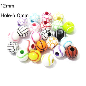 12mm 550pcs Sports Ball Beads Baseball Basketball Football Volleyball Tennis