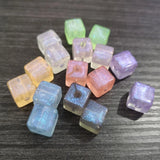 260pcs Transparent Acrylic Cube Glitter Beads for DIY Hand Jewelry