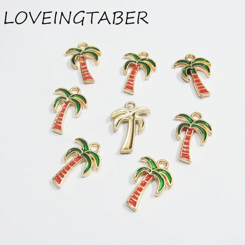 30pcs/lot Enamel Palm trees Small Charms