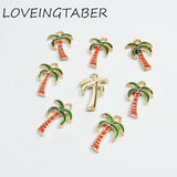 30pcs/lot Enamel Palm trees Small Charms