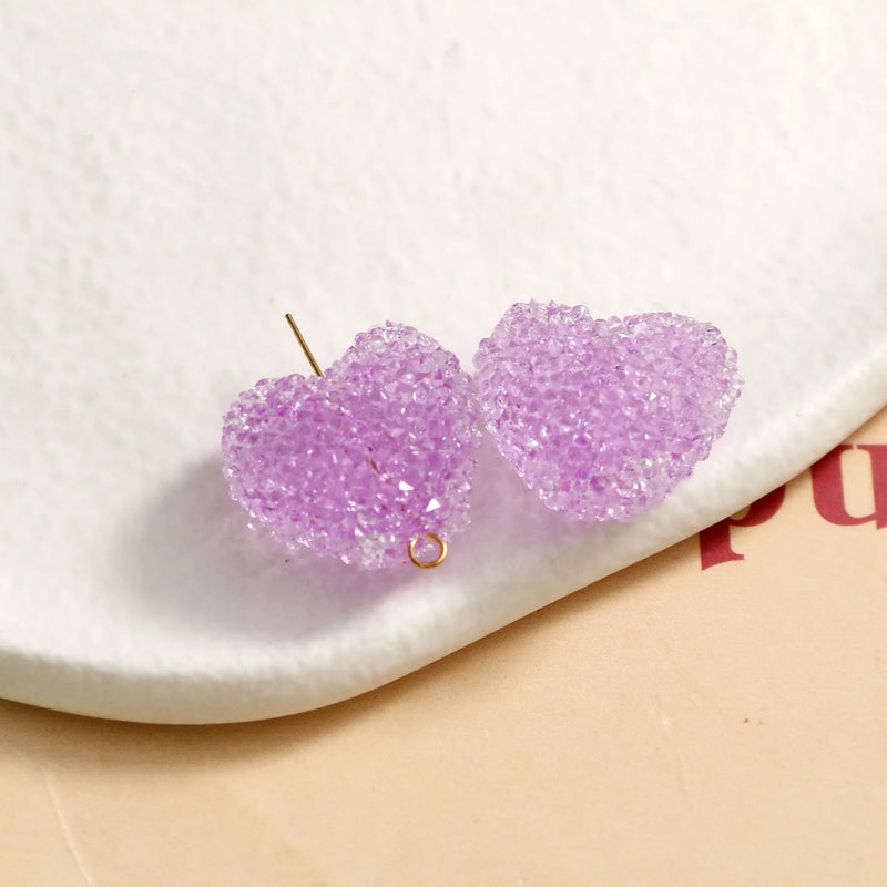 Glitter Candy Heart Acrylic Beads Jewelry 30pcs DIY Bracelet Necklace Earring