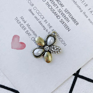 Vintage Style Pearl Crystal Rhinestone Alloy Flower Necklace Pendants Charms