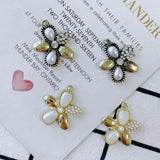 Vintage Style Pearl Crystal Rhinestone Alloy Flower Necklace Pendants Charms