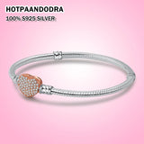 Love Crown Bead Snake Chain Charm Bracelet 925 Sterling Silver Women