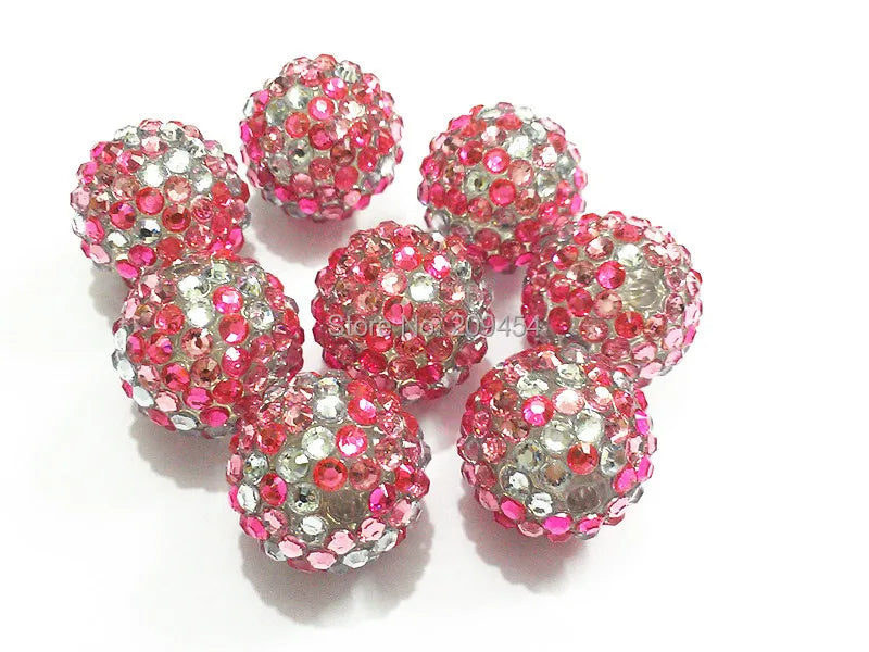 20MM 100pcs/lot Pink/Clear/Hotpink Resin Rhinestone Beads For Jewelry Making