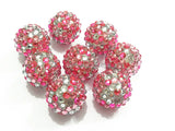 20MM 100pcs/lot Pink/Clear/Hotpink Resin Rhinestone Beads For Jewelry Making