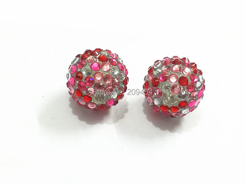 20MM 100pcs Mixed Resin Rhinestone Ball Beads, Chunky Beads For Jewelry Making