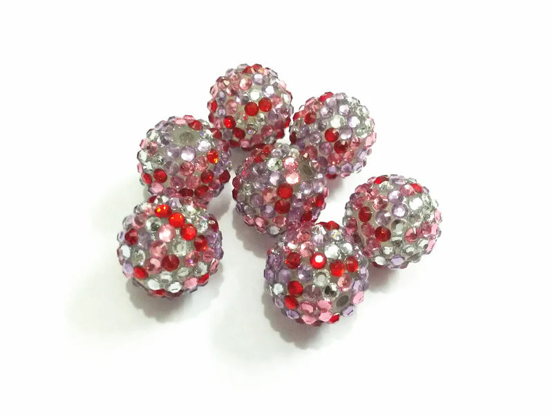 20MM 100pcs Mixed Resin Rhinestone Ball Beads for Kids Jewelry Making