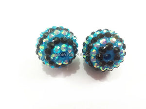 100PCS 20mm Striped Resin Rhinestone Ball Beads, Chunky Beads for Jewelry Making
