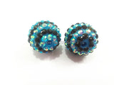 100PCS 20mm Striped Resin Rhinestone Ball Beads, Chunky Beads for Jewelry Making