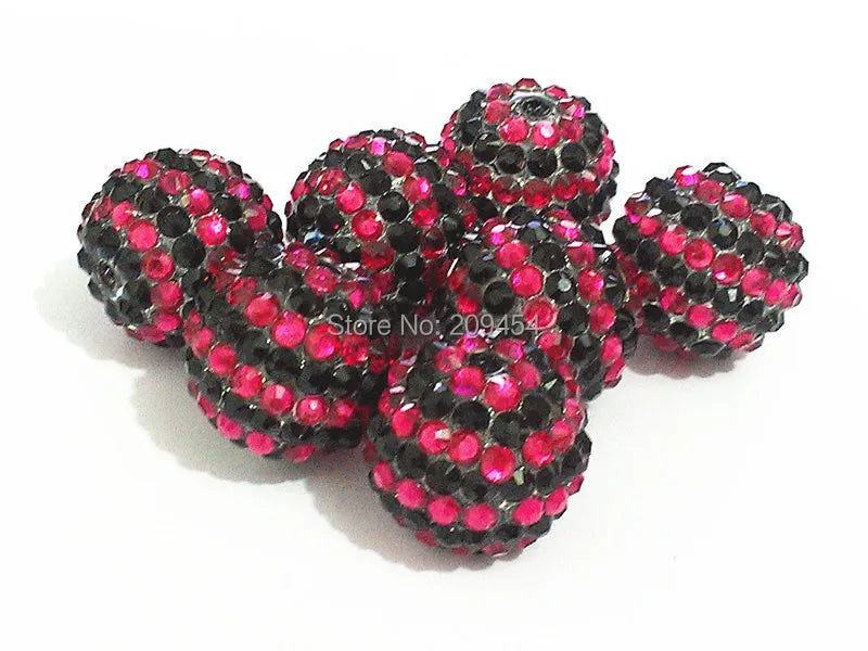 20mm 100PCS Hotpink Rhinestone Stripe Clear Beads
