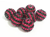20mm 100PCS Hotpink Rhinestone Stripe Clear Beads