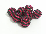 20mm 100PCS Hotpink Rhinestone Stripe Clear Beads