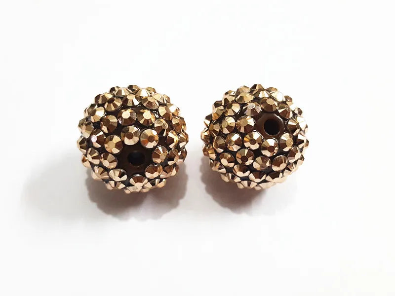 100pcs Bronze Resin Rhinestone Ball Beads for Kids Jewelry Making