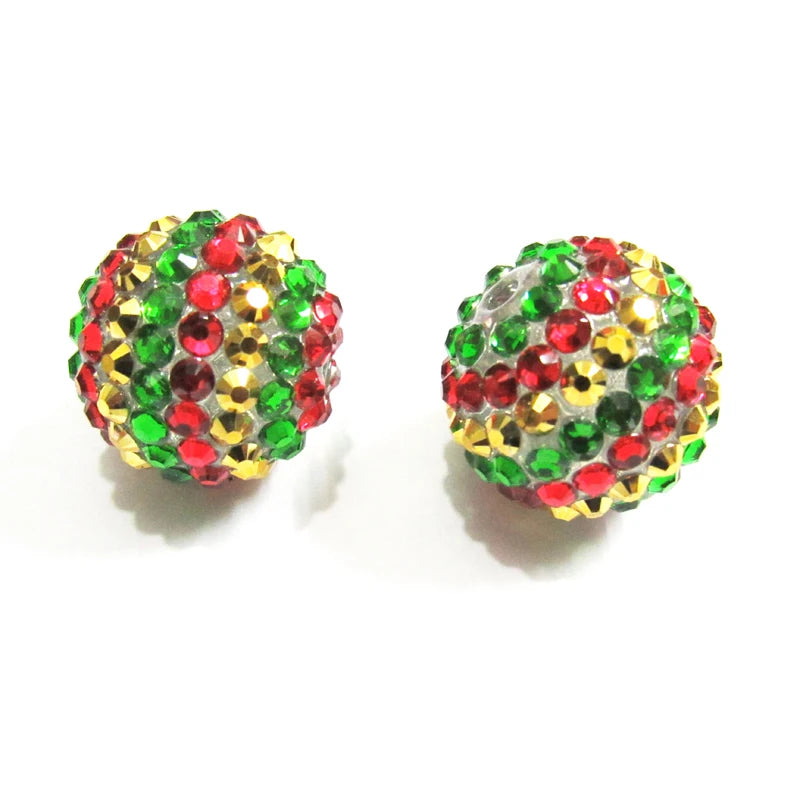 20mm Resin Stripe Rhinestone Ball Beads 100pcs/bag
