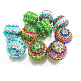 20mm Resin Stripe Rhinestone Ball Beads 100pcs/bag