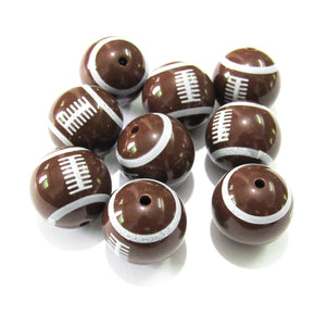 100pcs Acrylic Coffee Printed Football Beads Chunky Jewelry