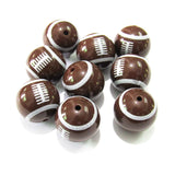 100pcs Acrylic Coffee Printed Football Beads Chunky Jewelry