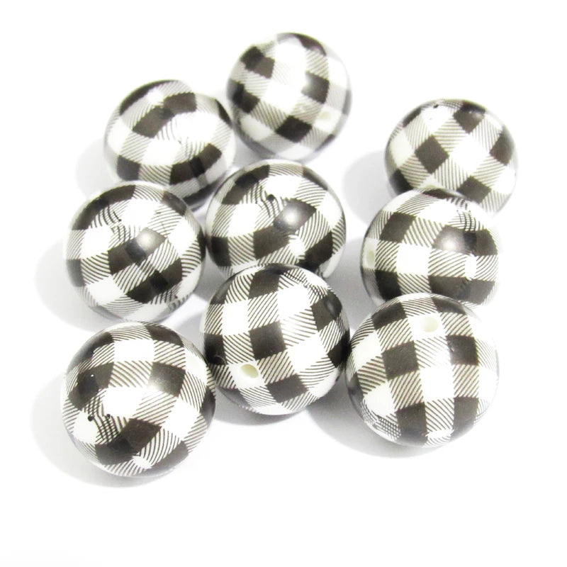 100pcs 20mm Acrylic Matte Pearl Check Beads Chunky Kids Necklace