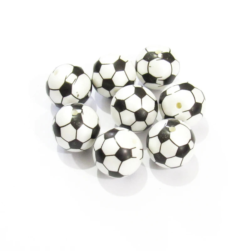 100pcs Acrylic Matte Pearl Football Beads Chunky Jewelry