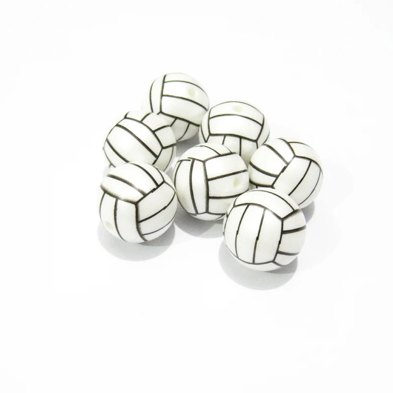 100pcs 20mm Acrylic Matte Pearl Volleyball Beads Chunky Jewelry
