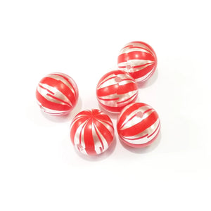 100pcs Acrylic Pearl Red Watermelon Stripe Beads Chunky Kids Necklace