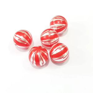 100pcs Acrylic Pearl Red Watermelon Stripe Beads Chunky Kids Necklace